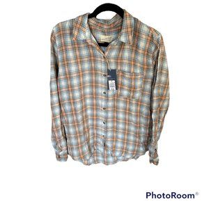 Universal Thread Blue/Brown Plaid Cotton Button Down Size Medium